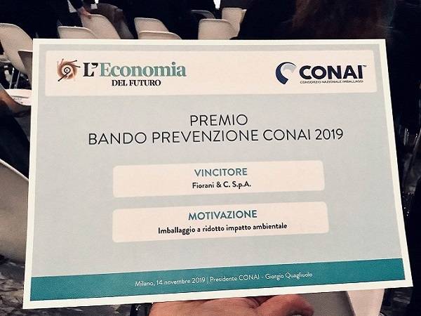 Technoretail - Per l’innovazione nel packaging, assegnato a Fiorani il Bando Prevenzione CONAI 2019 