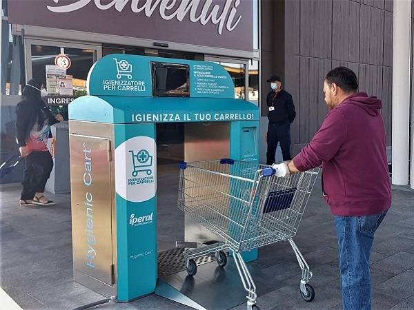 Technoretail - Installato presso uno store Iperal il primo sanificatore per carrelli della spesa Hygienic Cart 
