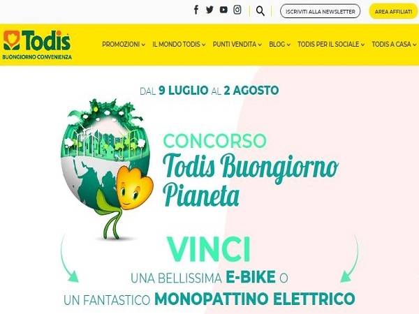 Technoretail - Loyalty e sostenibilità: attivato il contest on line “Todis Buongiorno Pianeta” 